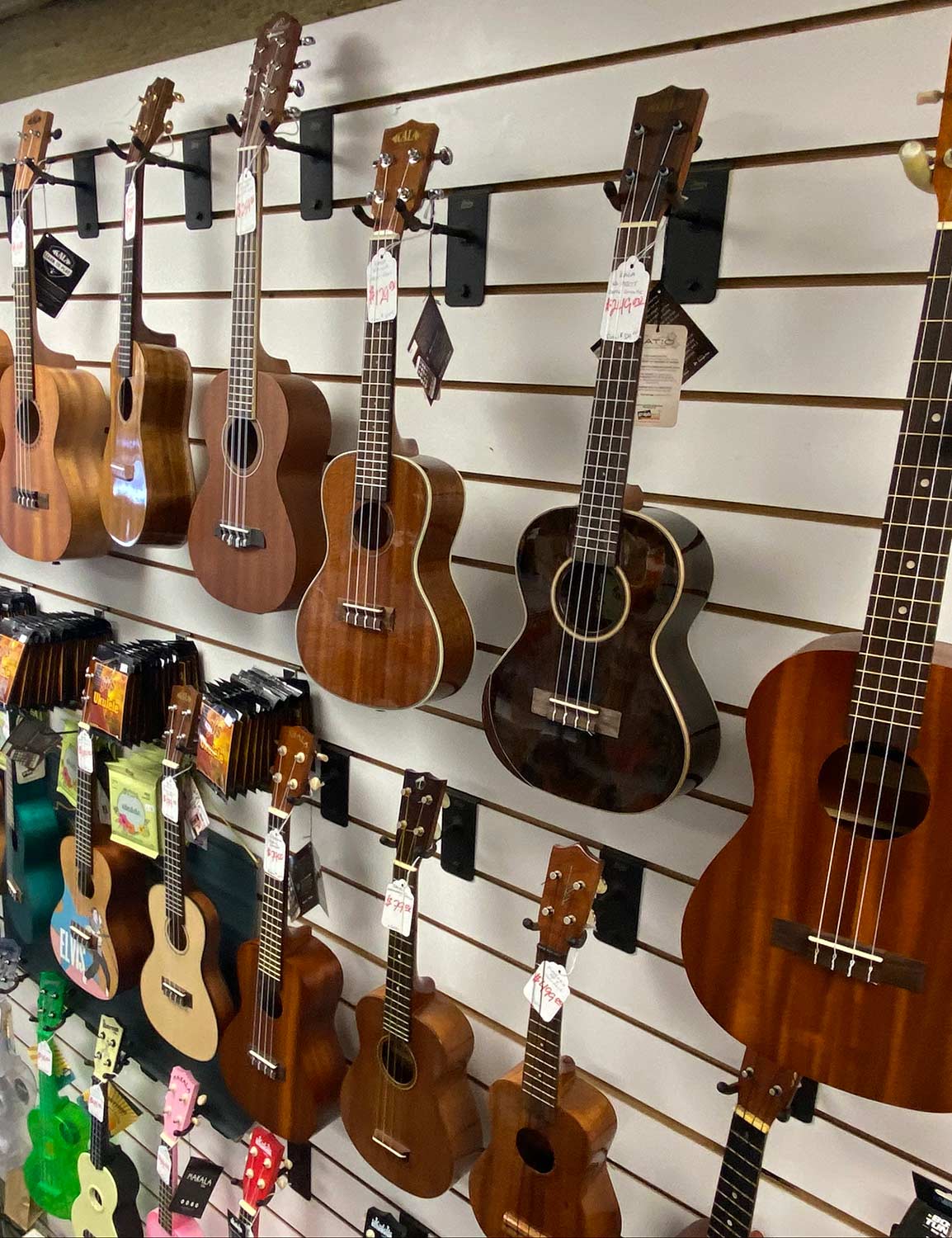 image of ukuleles for sale at Westside music