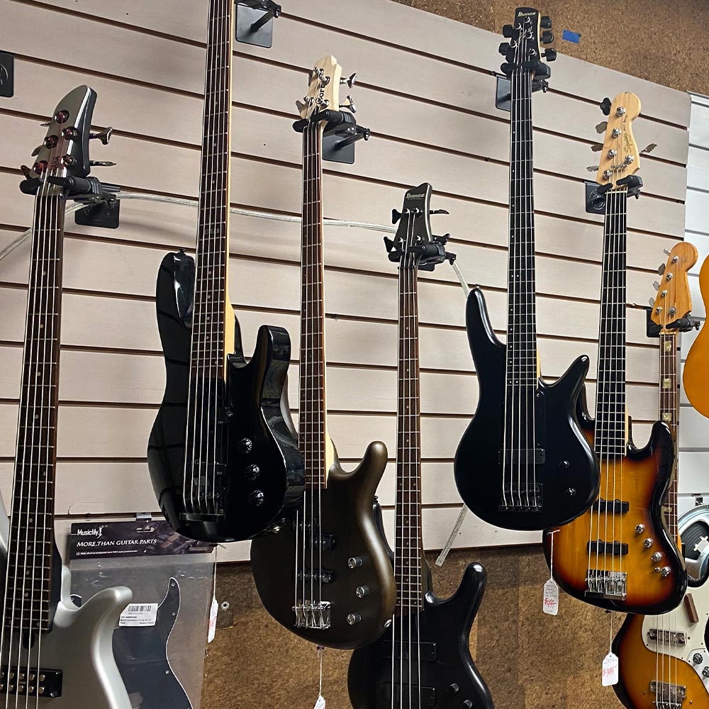 image of bass guitars from westside music hawaii